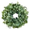 Artificial Decorative Wreath, 26 In, Green, Decorated with Eucalyptus Leaves, Berries, Thorny Stems