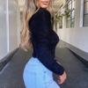 Sweater Round Neck All-match Knitted Women Sweater for Daily Wear