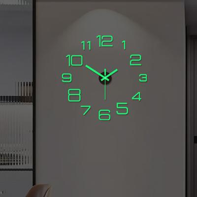 Luminous Wall Clock Silent Movement Easy-to-read Simple Installation Decorative DIY Wall Clock for Living Room Bedroom