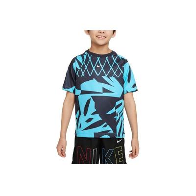 Dri-FIT Multi-Logo Print Crew Neck Short Sleeve T-Shirt Kids Tops Blue FB1287-468
