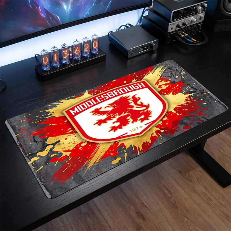 Middlesbrough FC Theme Pattern Mouse Pad, Soccer Logo Design XXL Gaming Desk Mat Non-Slip Computer Mouse Pad