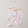 Baby Cloud Mobile for Crib Handmade Felt Nursery Decor with Stars Moon Soft Stroller Hanging Toy Gift for Boys Girls