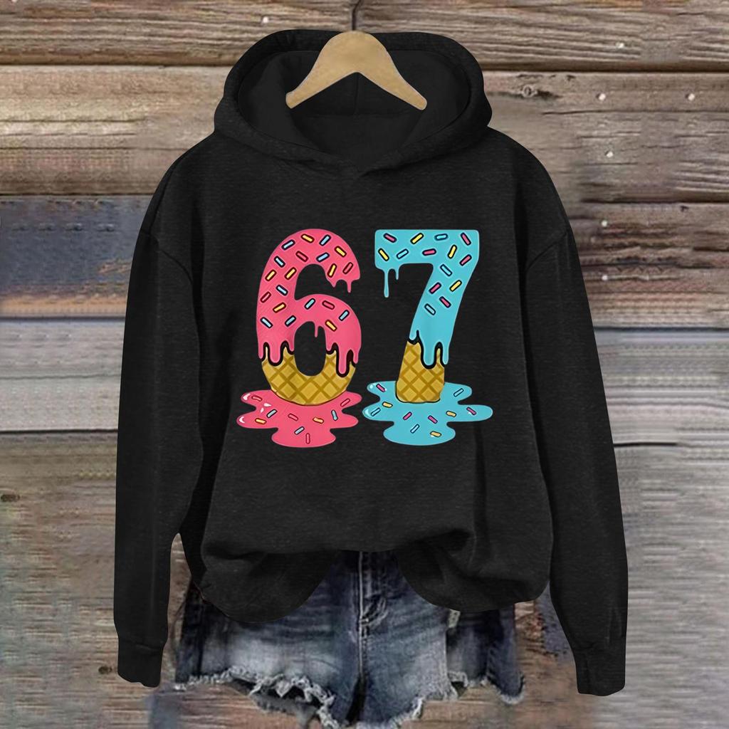 Women's Fashionable Casual Long-Sleeved Printed Hooded Sweatshirt