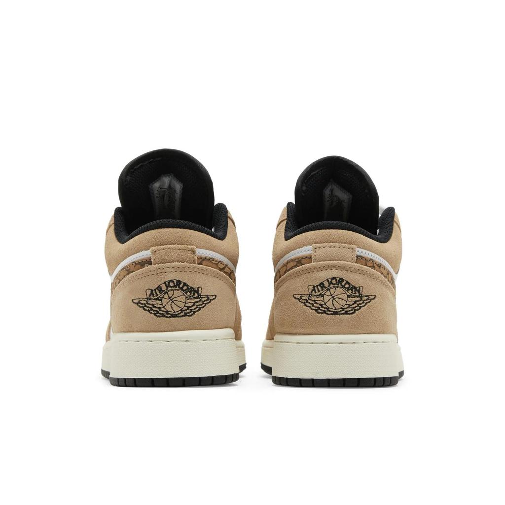 Air Jordan 1 Low SE Grade School 'Brown Elephant' (Unisex) Hemp / Metallic Gold / White / Light British Tan / Black Kids' Basketball Shoes
