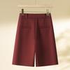 2025 Spring/Summer Women's High-Waist Red A-Line Slimming Wide-Leg Shorts