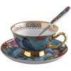 Europe Style Ceramic Cup Saucer and Spoon Set Bone China Tea Cups Small Floral White Pink Blue Patterns Coffee Cup