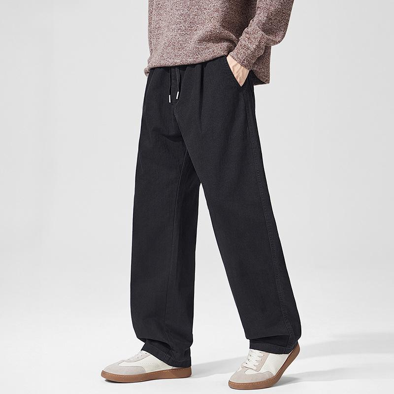 Casual pants men's clothing autumn and winter new men's high-end pure cotton old money machete pants high-end wide legs
