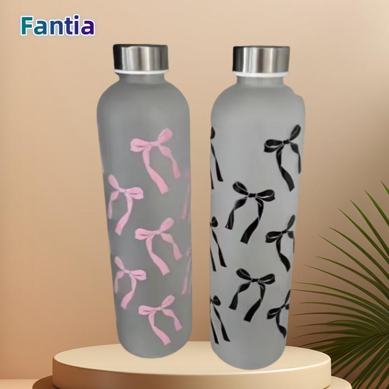 1L Butterfly Style Water Bottle, Gradient Matte Plastic Sports Flask, Anti-Slip Leak-Proof Gym Thermos with Stainless Steel Lid