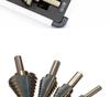 5-Piece Black & Yellow Pagoda Drill Bit Set with Triangular Handle and Straight Groove