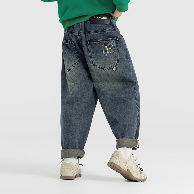 Boy s 2025 New Fashion Washed Loose Fit Denim Dad Jeans 140