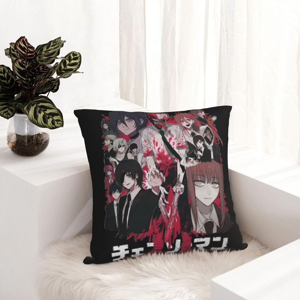 Chainsaw Man Anine Square Pillow Case Cushion Cover Fashion Zipper Decorative Pillowcase For Bed 18"X18"