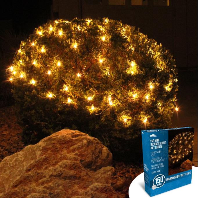 

JOYFY 2 Pack of 100/150 Christmas Net Lights for Bushes Warm White Christmas Lights Outdoor Mesh Lights for Xmas Tree