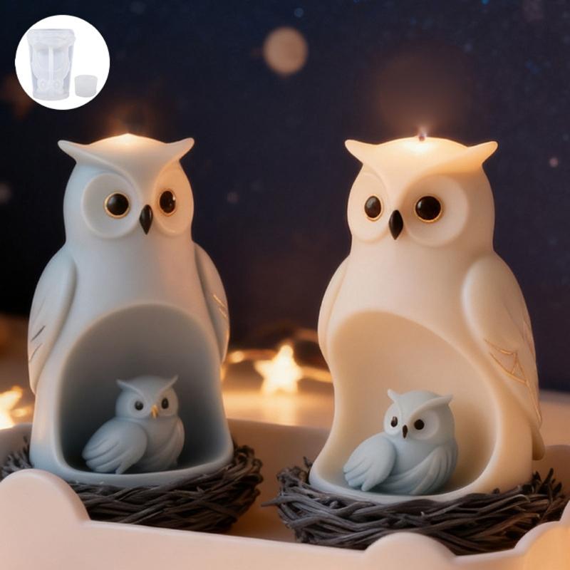 Statue Famille Hiboux Moules à Bougies en Silicone Silicone de Qualité Alimentaire Pour Coulage Résine Savon Bougie Chocolat Décoration Halloween