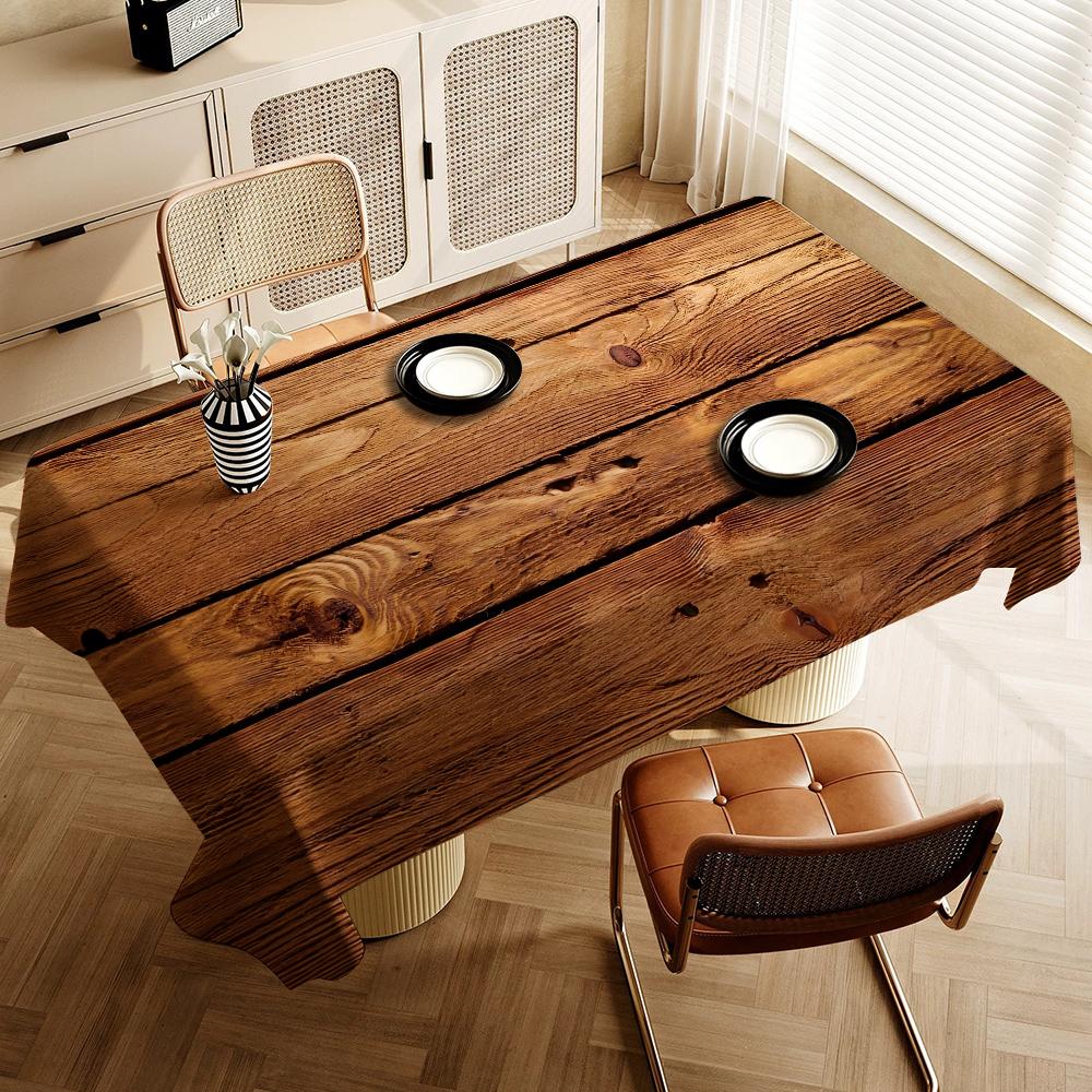 Beautiful Wood Rectangular Tablecloths Washable Wedding Party Kitchen Dining Living Room Birthday Decoration Table