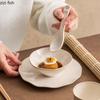 Beige Färg Keramisk Servis Set Ugnsväxlingar Soppsked Soppskål Desserttallrik Kaffemugg Restaurang Kreativ Skål Fat Set