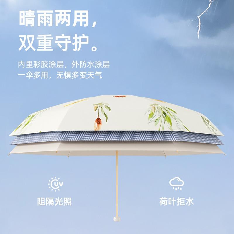 Sun Umbrella Women's Premium Capsule Umbrella Retro High Value Folding Umbrella Ultra Light Mini Lightweight Compact Parasol
