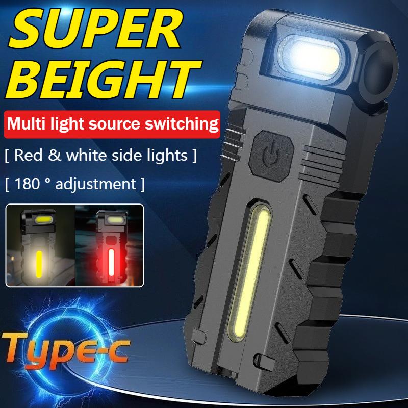 Ultra Bright LED Flashlight USB Rechargeable EDC Pocket Torch with 180°  Rotating Head Mini Magnetic Outdoor Emergency Work Lamp