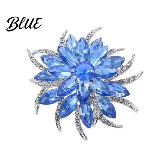 Brooch Women Flower Shape Sparkling Rhinestones Inlaid Practical Pin Glossy