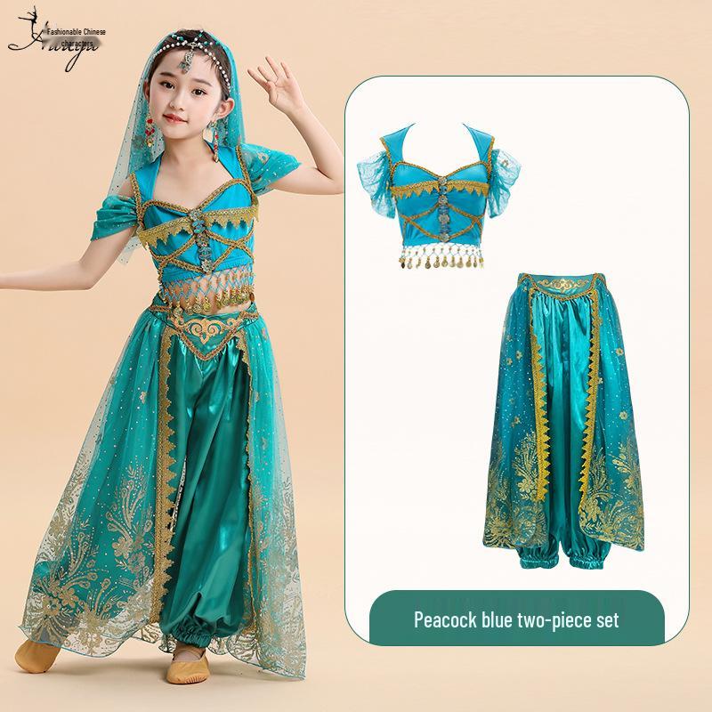 Halloween Jasmine Princess Gown & Aladdin's Magic Lamp Costume Set for Girls