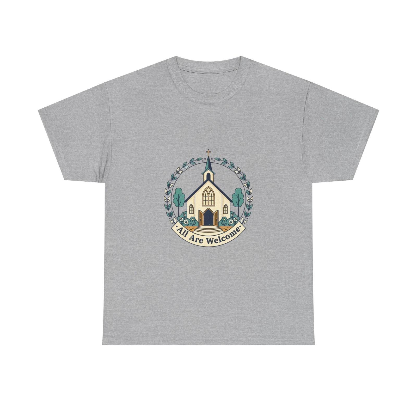 Church Illustration Tee | Small Country Church,  All Are Welcome  4XL
