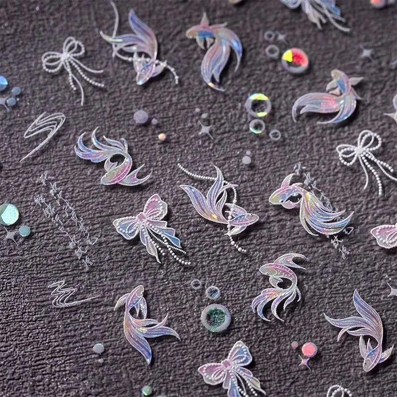

Fantasy Fairy Koi Shell Light Nail Sticker Cute Bows Sexy Best Selling Ins Nail Ornament Laser fairy dream koi paste [4]]