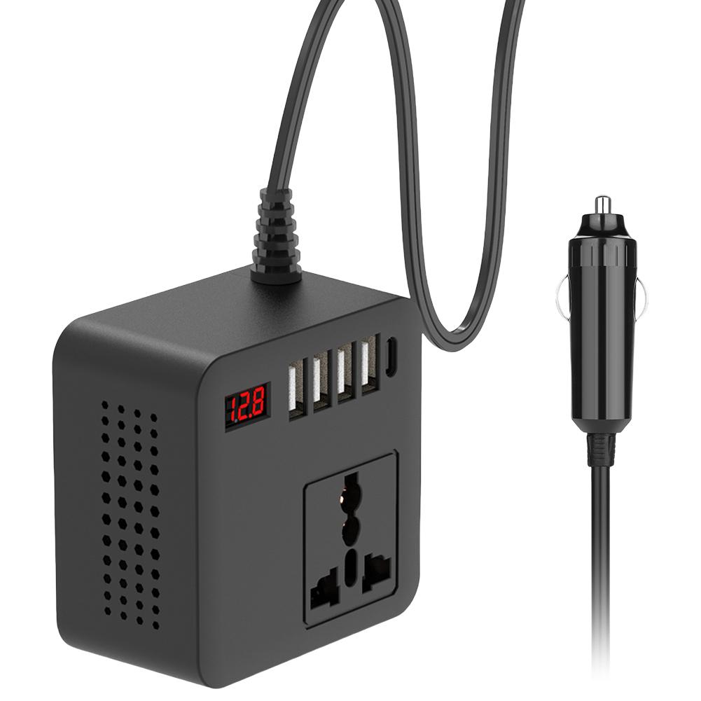 150W Car Power Inverter with USB & Type-C Port DC 12V 24V To AC 110V 220V Car Inverter Car Power Converter for Laptop Computer