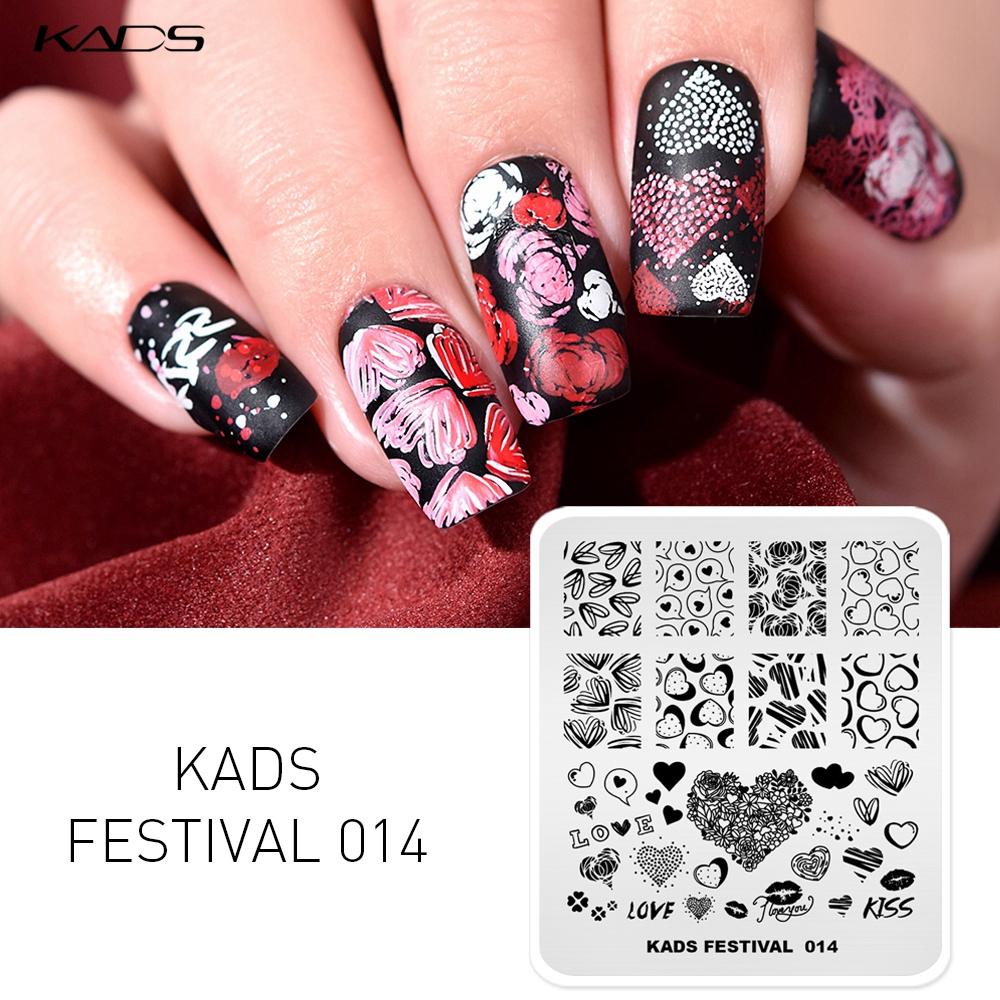 kads Festival 014 Nail Stamps Nail Art Design Beauty Heart-shaped Pattern Stamping Plate DIY Nail Stamping Manicure Template