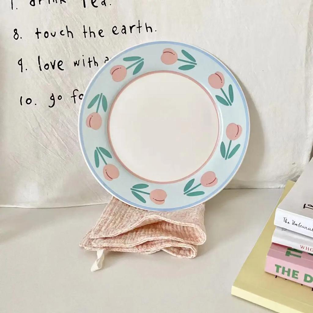 Cute Creative Porcelain Plate Korean Style Cartoon Household Tableware Breakfast Toast Plates Ceramic Kitchen Supplies 8inches