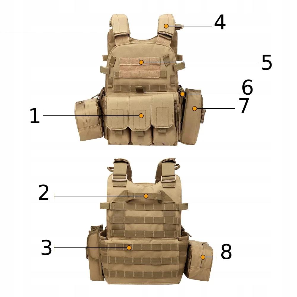Military Tactical Vest 600D Molle Bags Pouches Black Camo