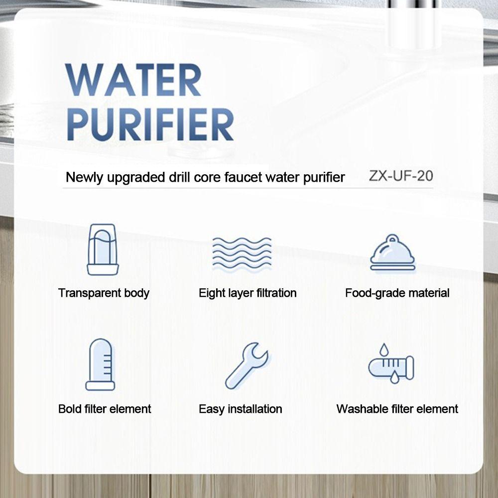 8 Layers Filtration Faucet-mounted Water Filter Washable Precision Purifier Water Purifier Physical Filtering Removable