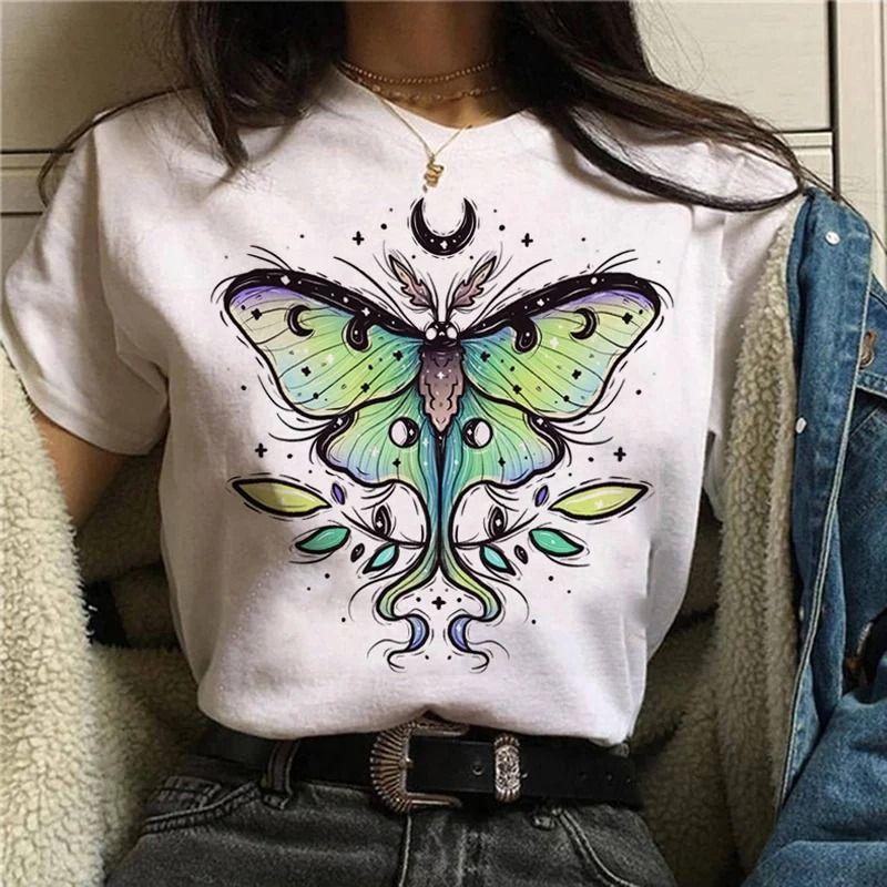 Animals Printing T-Shirt Top Basic Tees Women'S Shirt Short Sleeve Neck Fashion Casual Sport Clothes Harajuku Style High Quality