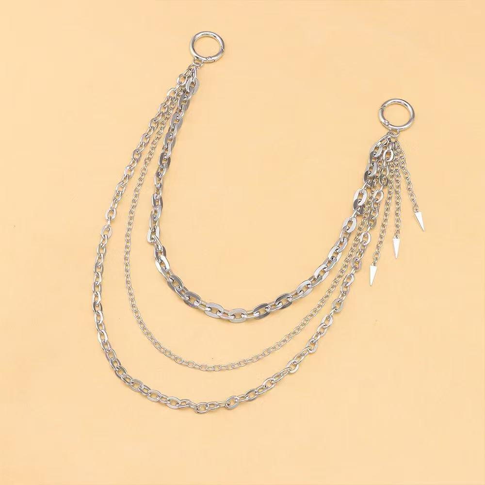 Unisex Versatile Tapered Pendant Three-Layer Pants Chain