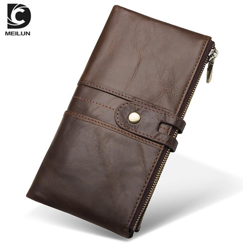 Cowhide Men s Wallet Business Casual Long Handbag Multi Card Retro Women s Bag 19x3x10