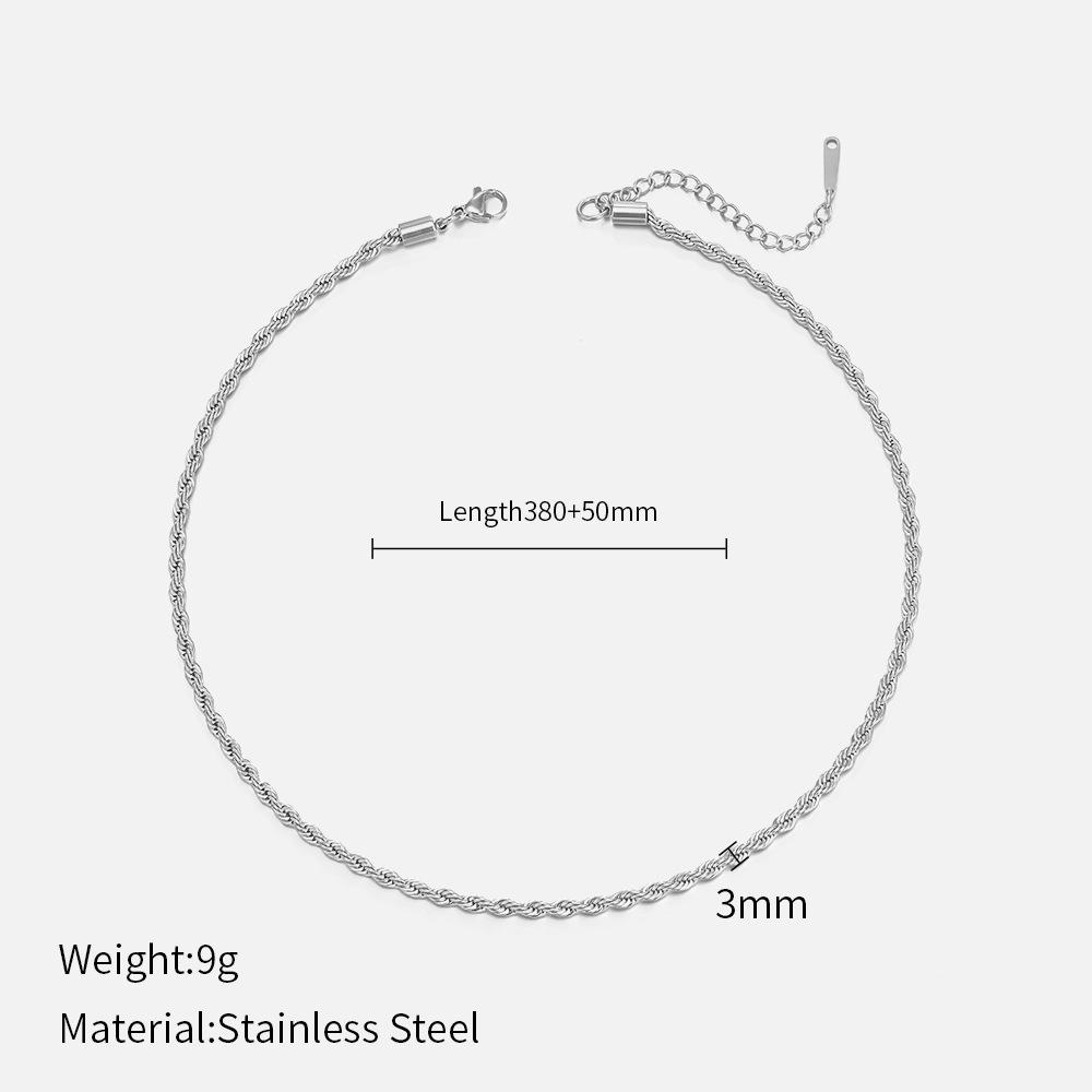European and American fashion new 1mm/1mm twist chain necklace women, simple stainless steel necklace neck chain jewelry