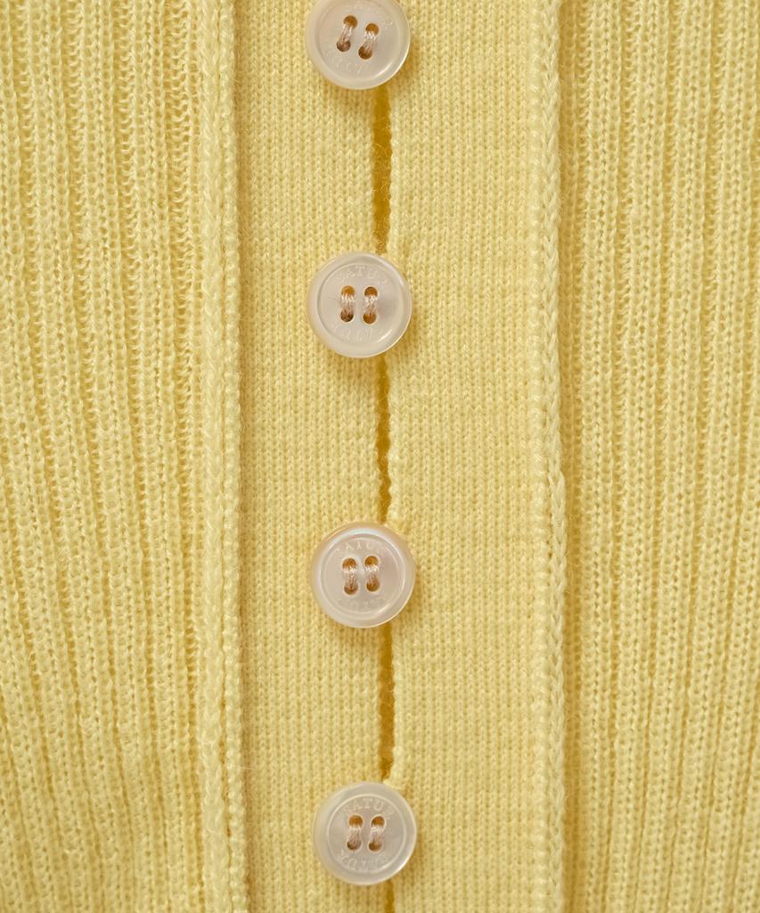 Seteo (W) Collar Button Long Sleeve Knit Yellow