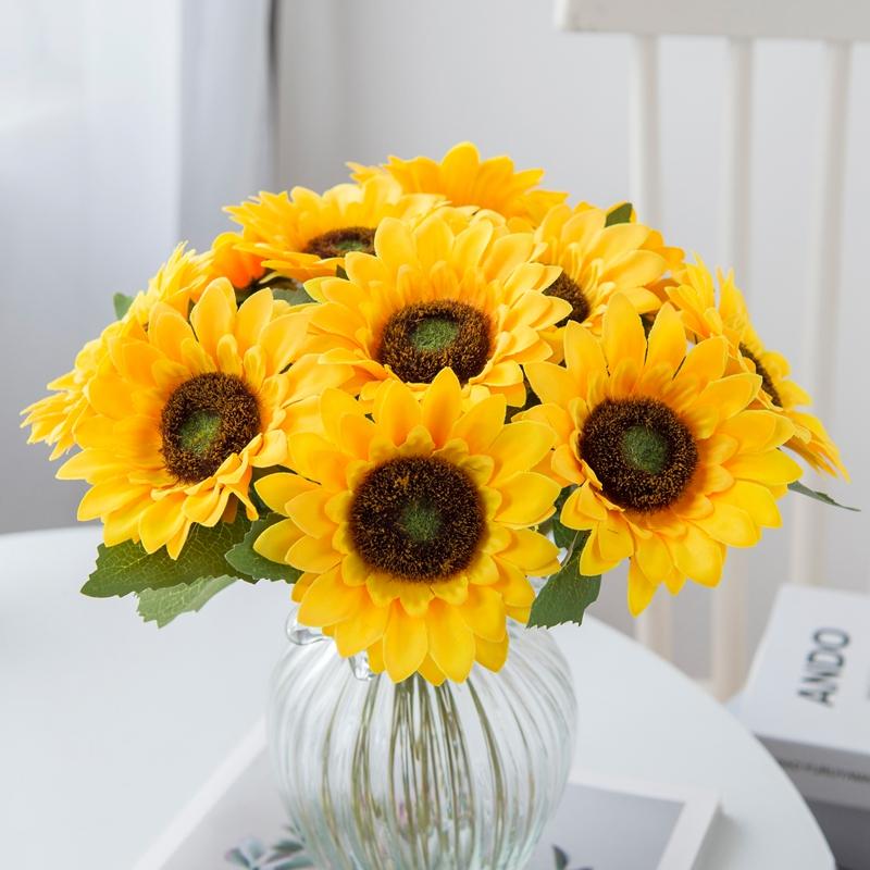 Artificial Sunflowers Silk Gerbera Vases Home Decor Garden Festival Bridal Accessories Clearance Wedding Diy Scrapbooks Outdoor