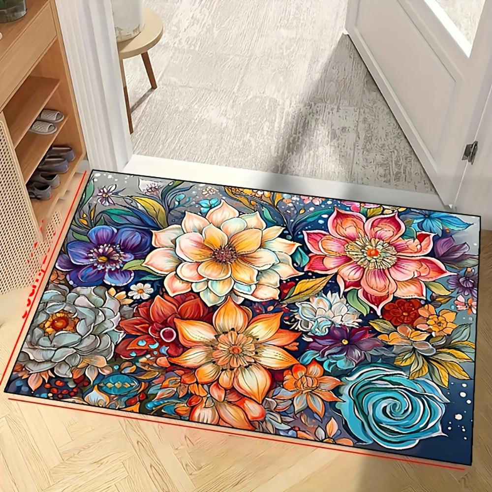 2D Flat-1PC Colorful Flower Door Mats for Home , Welcome mats for home decoration.