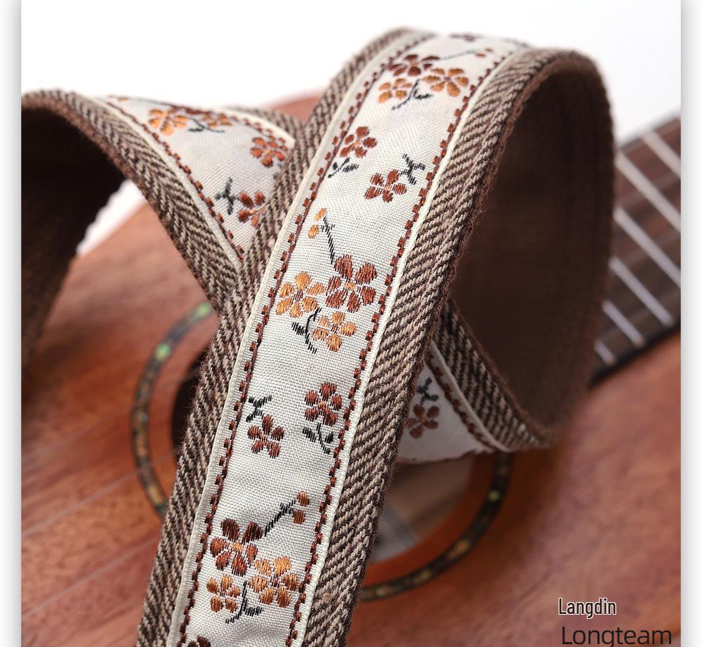 Langting Embroidery Universal Ukulele Shoulder Strap for 21, 23, 26 Inch Ukuleles