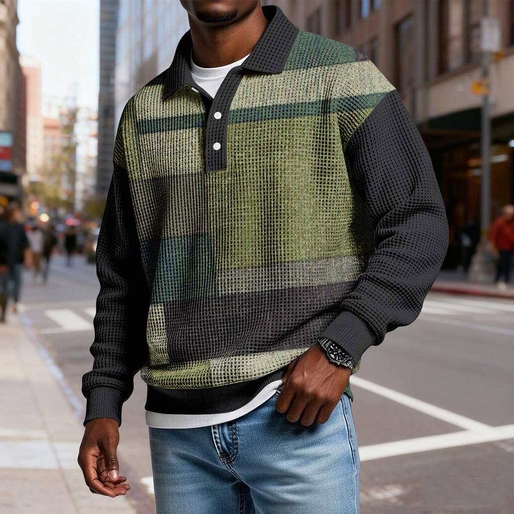 Męska koszula codzienna o luźnym kroju, zapinana na guziki, z kołnierzykiem i długim rękawem