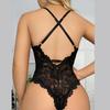 Ladies' Sexy Lingerie, Sexy Lace Solid Color Silk One-piece Cross Backless Lingerie