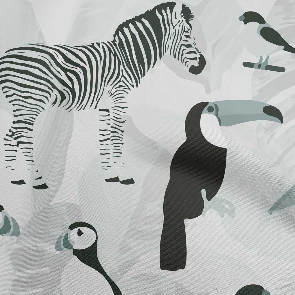 oneOone Cotton Flex Dusty Teal Green Fabric Tropical Aminal With Leaves Craft Projects Decor Fabric Printed By The Yard 40 Inch