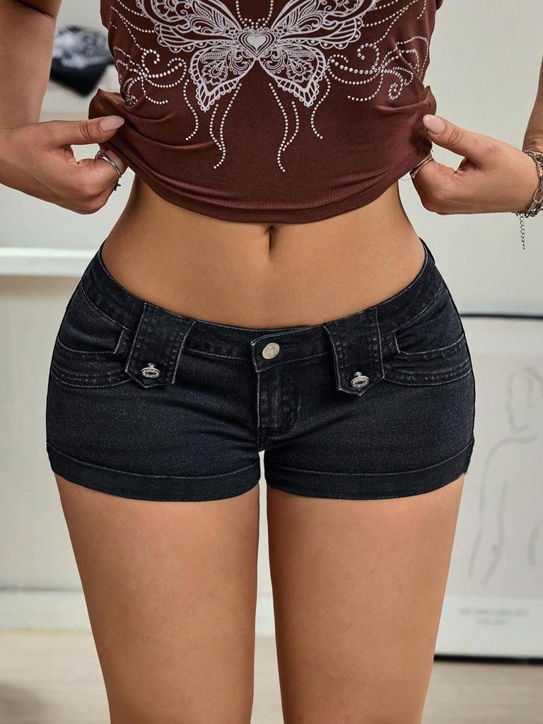 2026 Summer European & American Slim Fit Distressed Retro Denim Shorts for Women