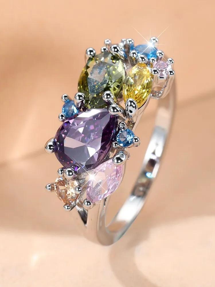 Кольцо с цирконом, позолоченное ювелирное кольцо 8