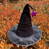 Velvet Halloween Witch Hat Star Halloween Cap Festival Headdress Wizard Cap  Dress Up Headgear