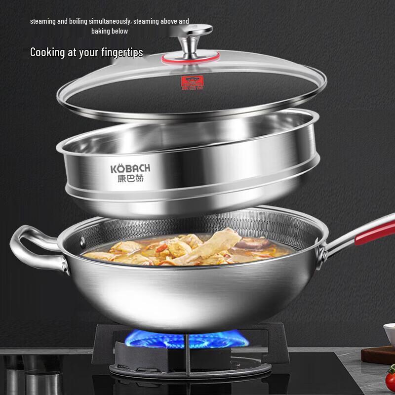 KOBACH 32cm Antihaft-Edelstahl-Wok