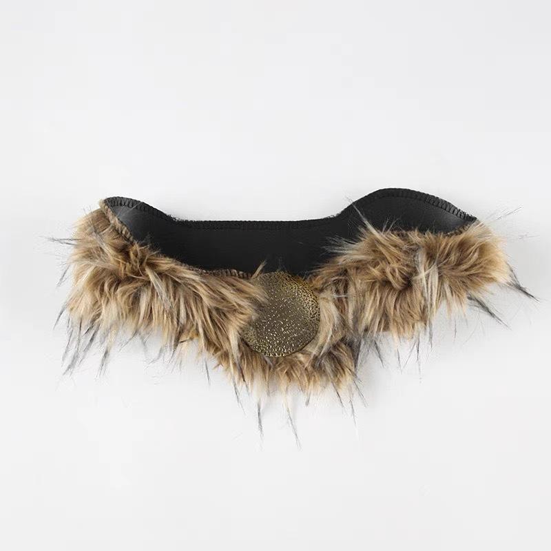 

Волнистый меховой пояс с градиентным цветом, Многоцветный пояс-кушак из длинного меха, Легкий и пушистый наряд, Наряд, Пояс для наряда 105cm