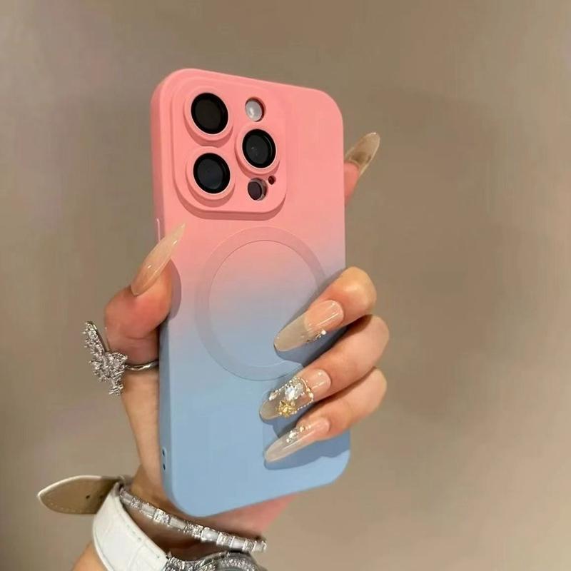 

Luxury Magsafe Soft Silicone Gradient Color Phone Case For For Iphone 11 12 13 14 15 16 17 Pro Max Plus Air Magnetic Bumper Cover iPhone 14 Plus