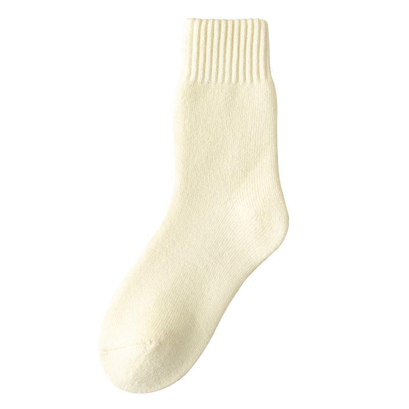 Women's Winter Mid-Tube Socks - Thick, Warm, Soft, Plus Velvet, Solid Colors, Imitation Cashmere, Versatile Casual Home Wear.
