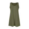 Women's Loose Casual Color U-Neck Pocket Button Adjustable Shoulder Strap Sleeveless Dress