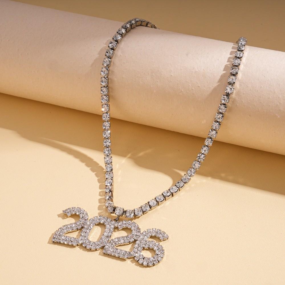 Rhinestone Happy New Year Earrings Aesthetic 2026 Necklace Trendy 2026 Jewelry Suit  Party